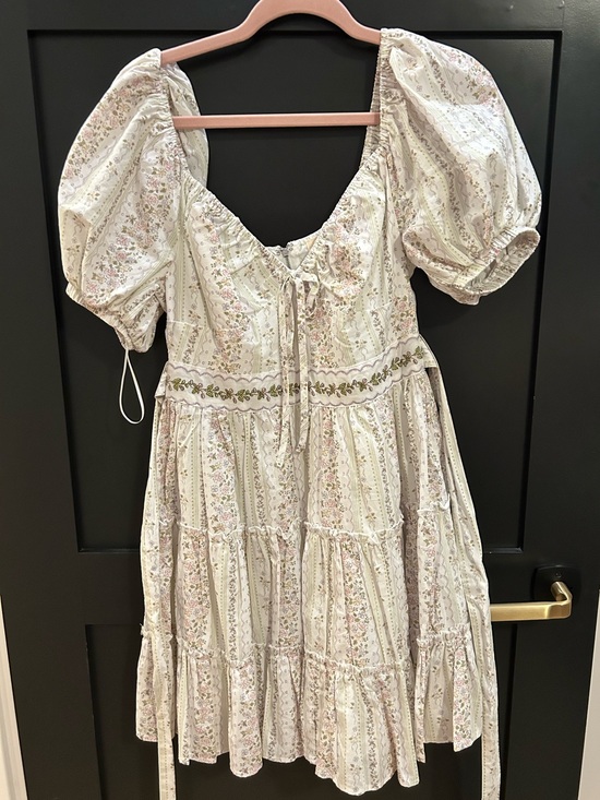 shoefly Dresses & Skirts - Floral Puff-Sleeve Tiered Mini Dress in Cream